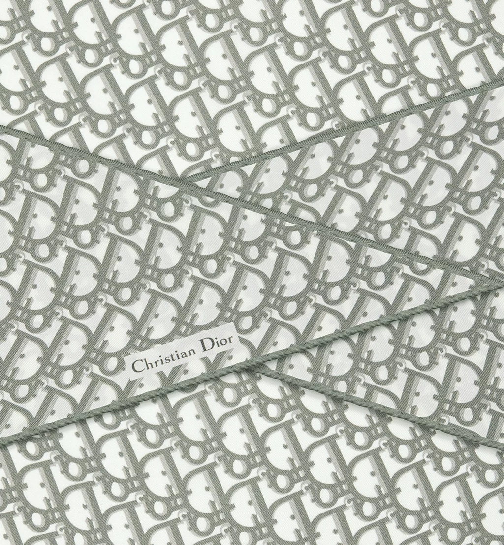 Dior Patterned Scarf In Gray