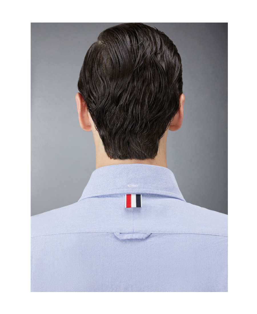 Thom Browne Oxford Short-sleeved Shirt In Blue