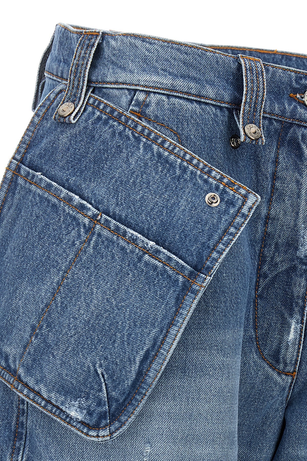 Msgm Cargo Denim Jeans Multi Pockets In Blue