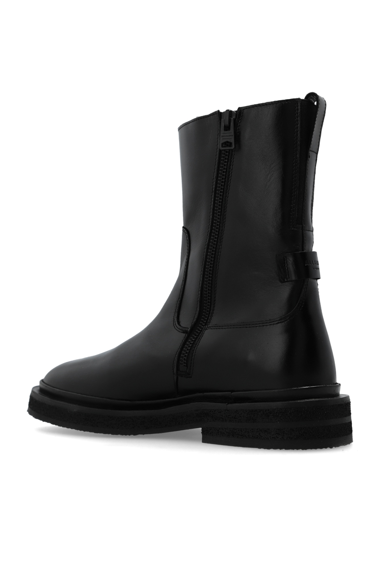 Allsaints Round-head Short Boots In Black