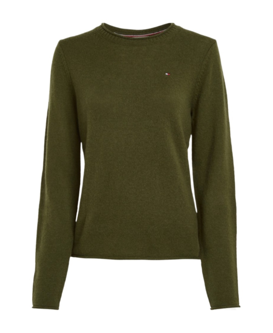 Tommy Hilfiger Round Neck Long-sleeved Sweater In Green