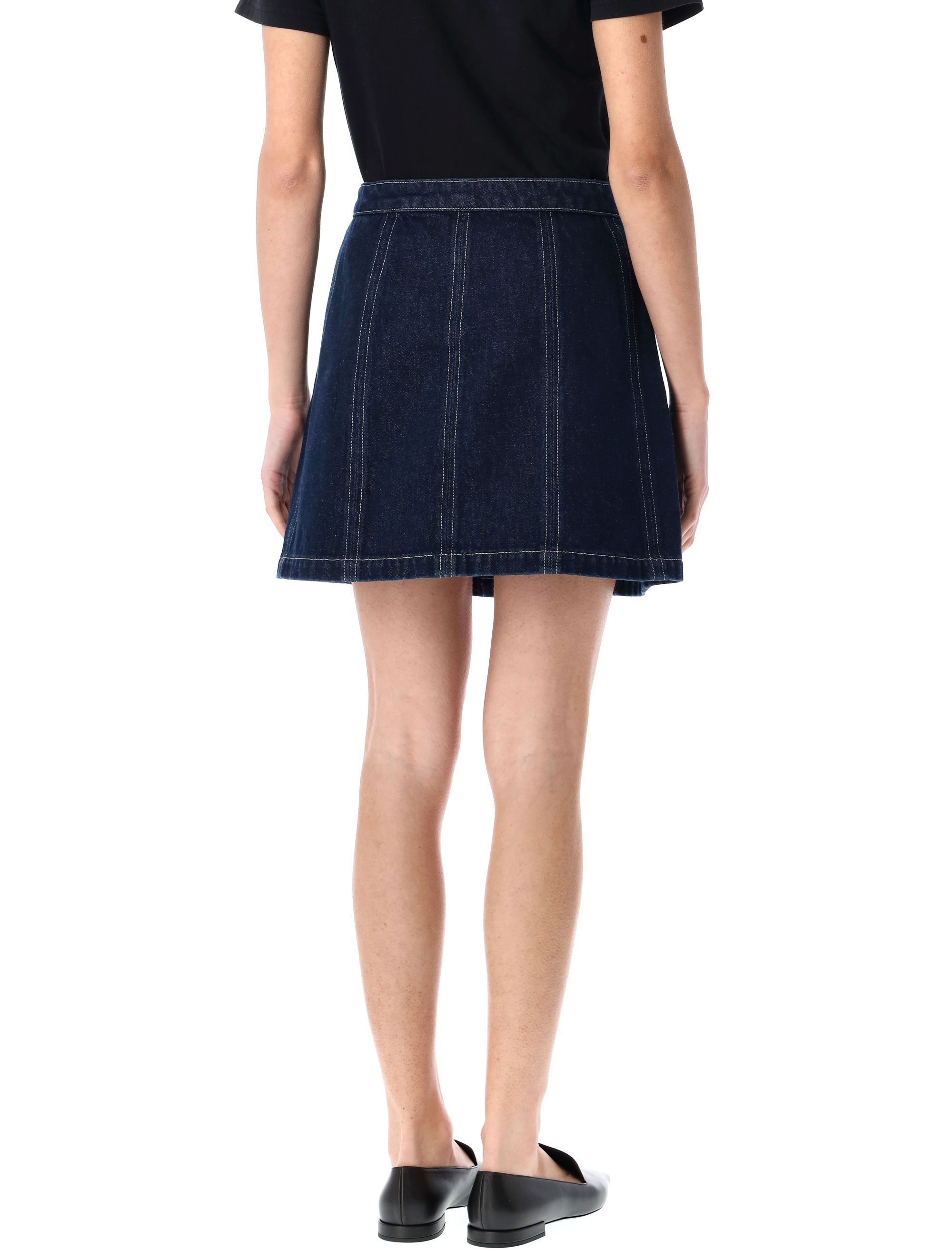 Apc High Waist Denim Skirt With Contrast Stitching In Black