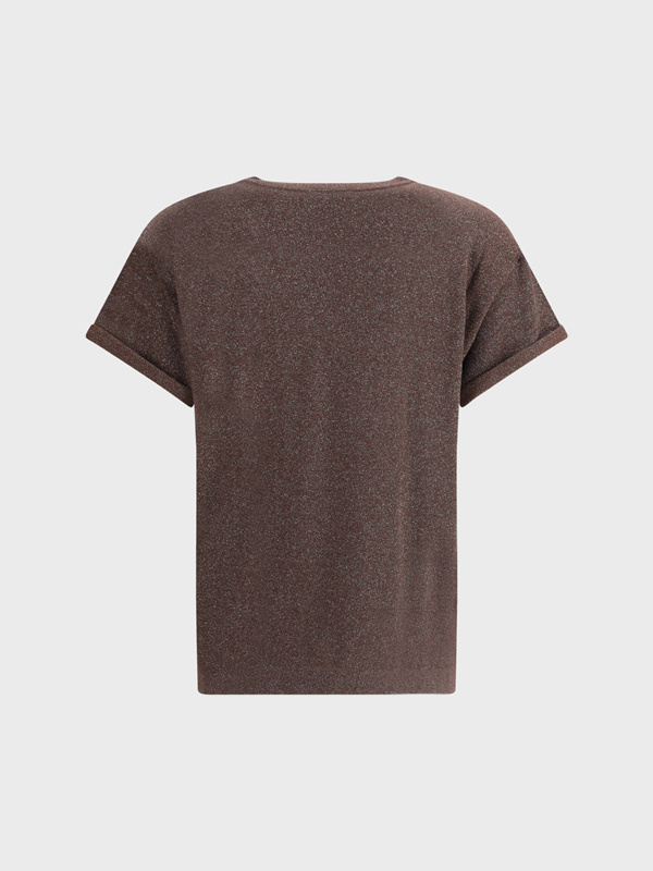 Brunello Cucinelli Lightweight Cashmere And Silk Sweater With Lurex Inserts In Brown