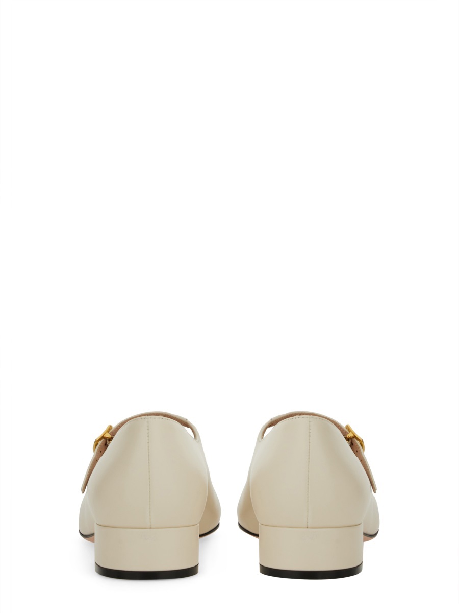 Bally Leather Strap Block Heel Square Toe Pump In Brown