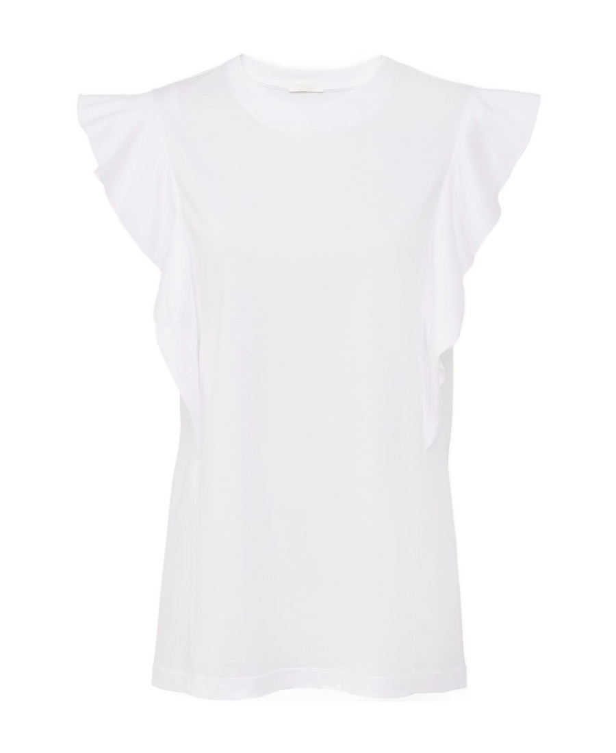 Shop Chloé Gathered-detail Sleeveless Top In White