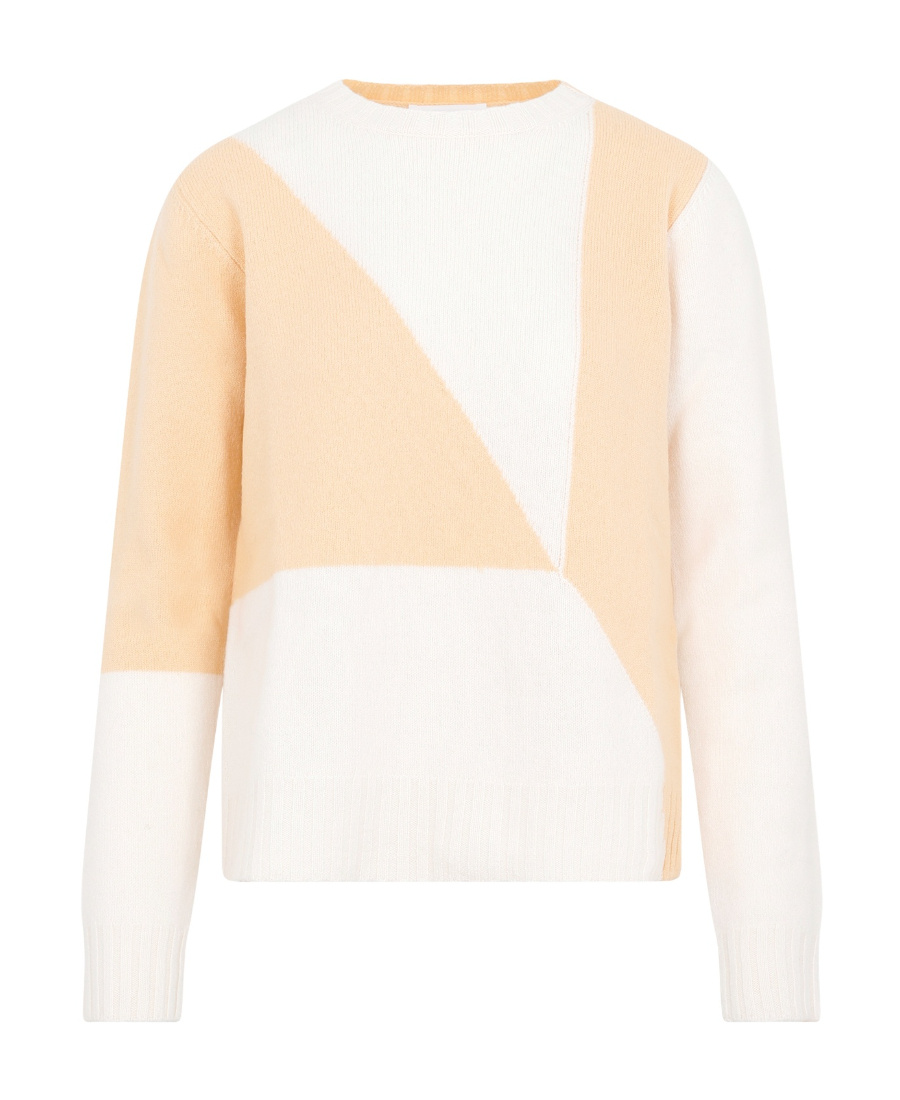 Jil Sander Open Orange Long-sleeved Wool Sweater In White