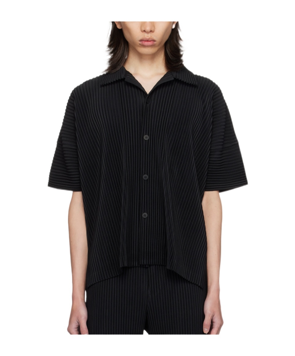 Issey Miyake Black Mc April Textured Shirt In Black