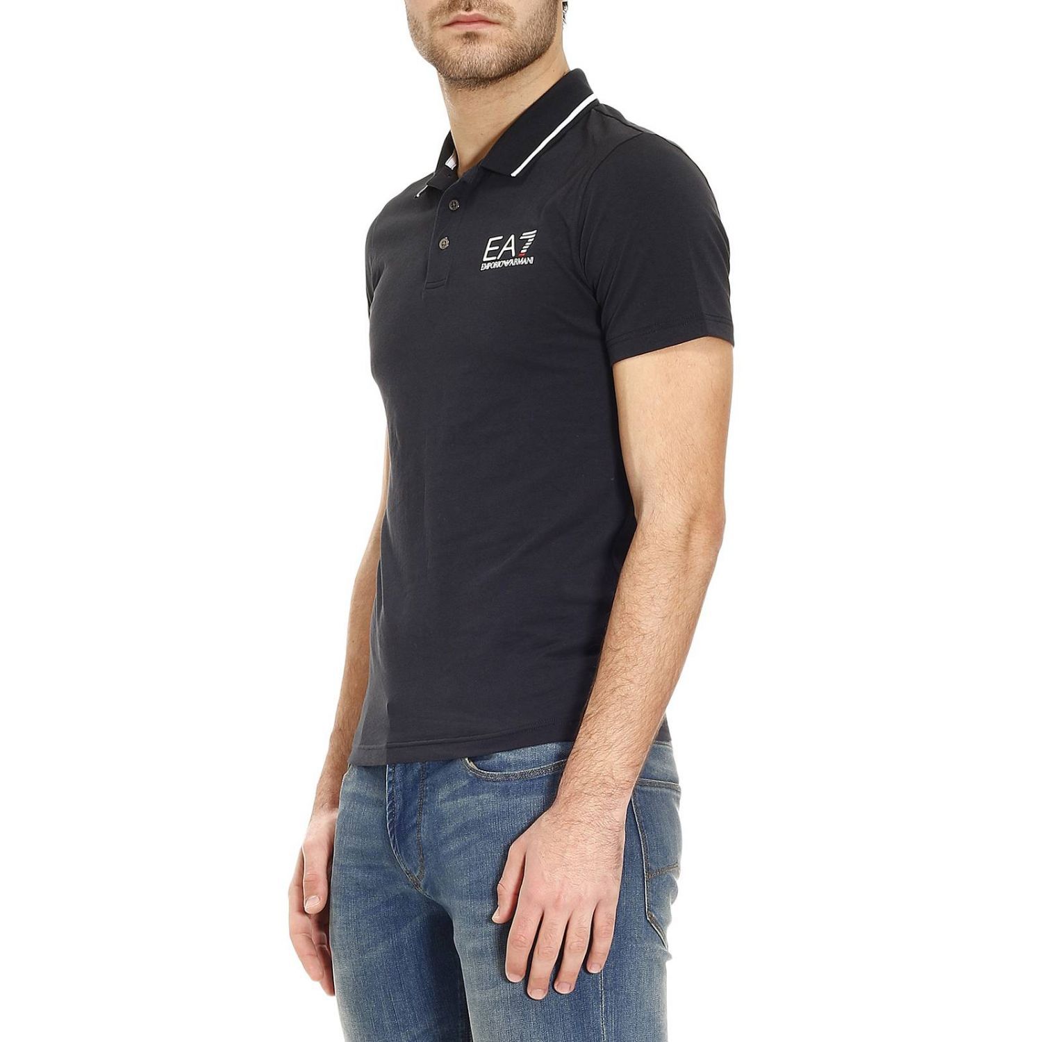 Ea7 Logo Polo Shirt In Black
