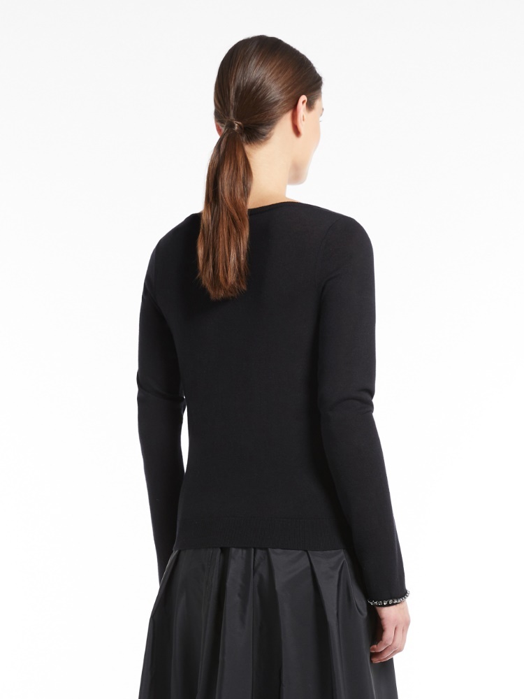 Max Mara Heart-neck Sweater In Black