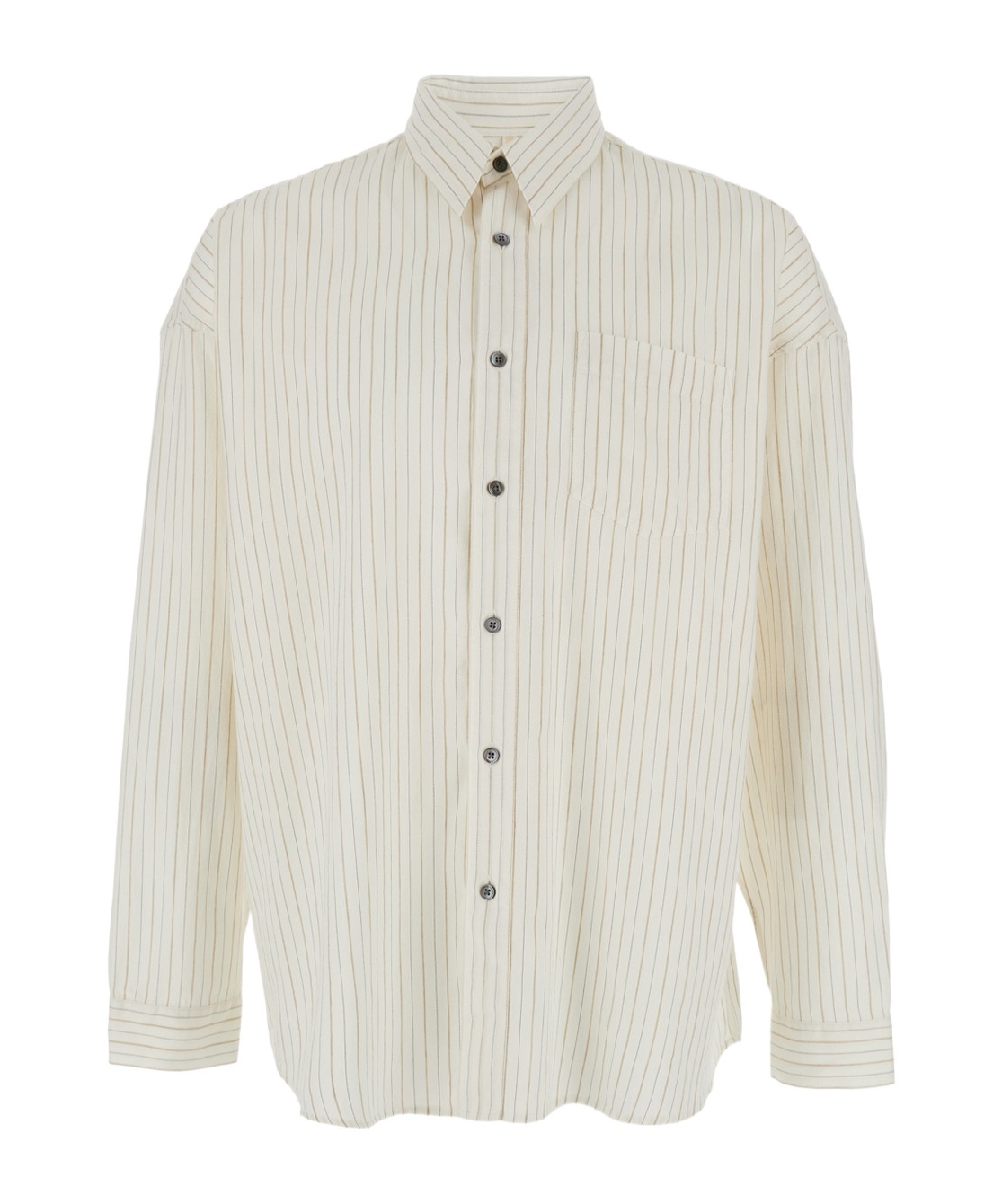 Sunflower Stable White Shirt With Classic Collar And All-over Striped Motif In Linen Blend Man
