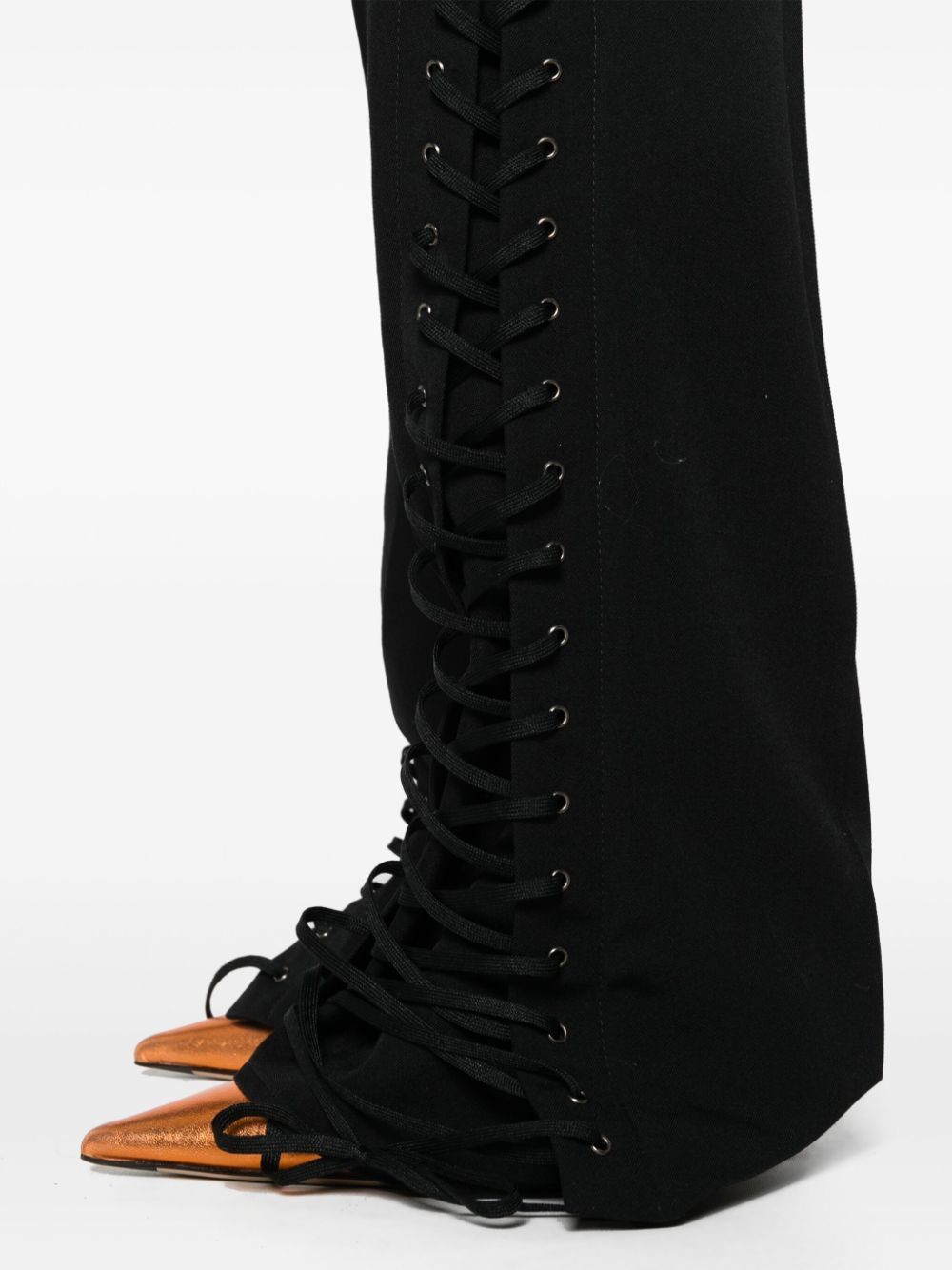 Jean Paul Gaultier Straight Leg Wool Trousers In Black
