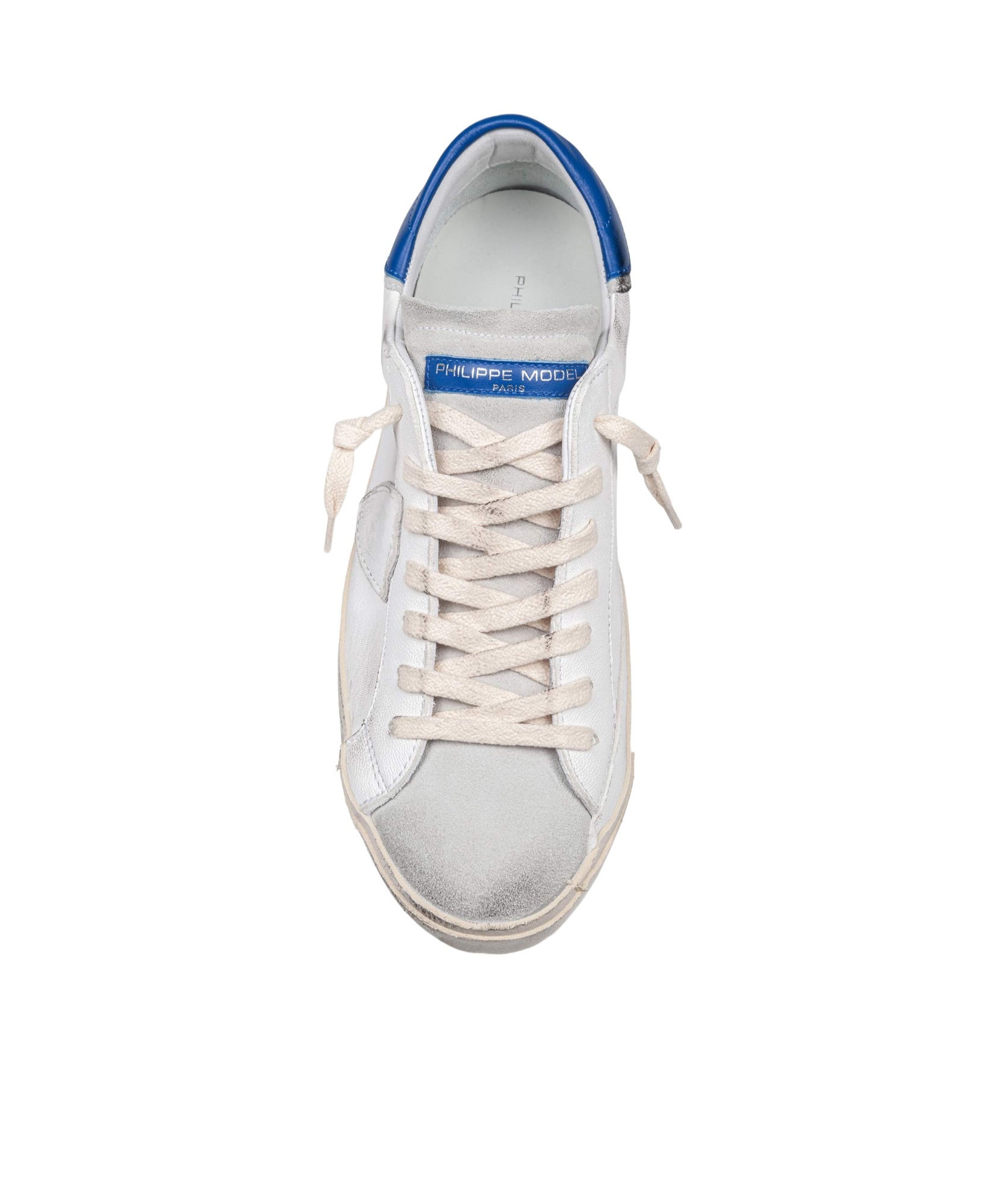 Philippe Model Prsx Low Sneakers In Leather Color White And Bluette In White
