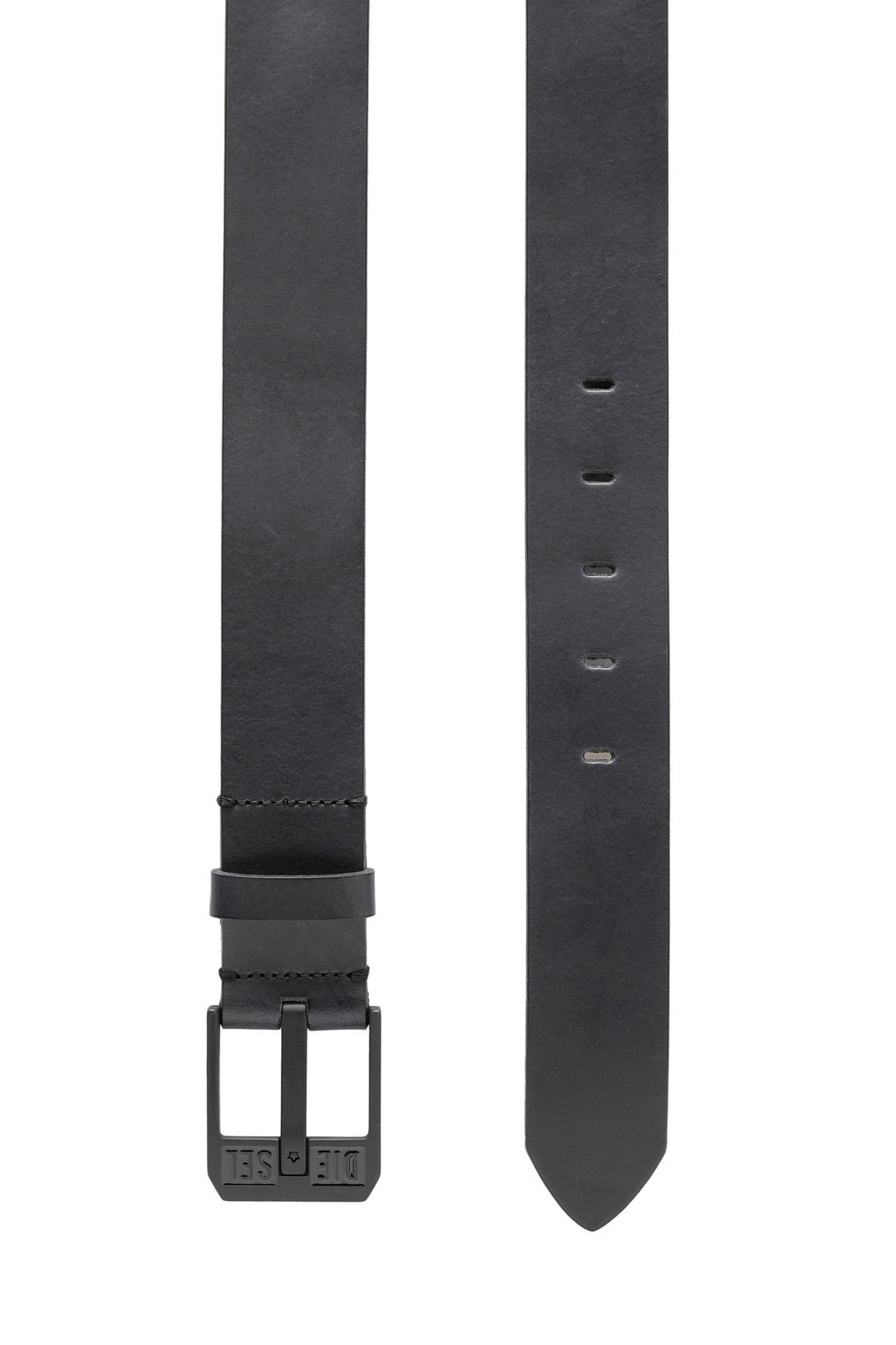 Diesel Logo-buckle Buffalo Leather Belt In Black