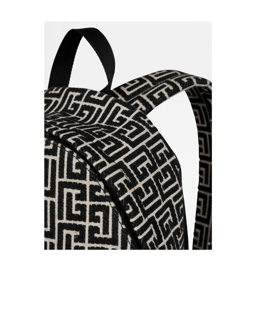 Balmain All-over Logo-pattern Backpack In Black