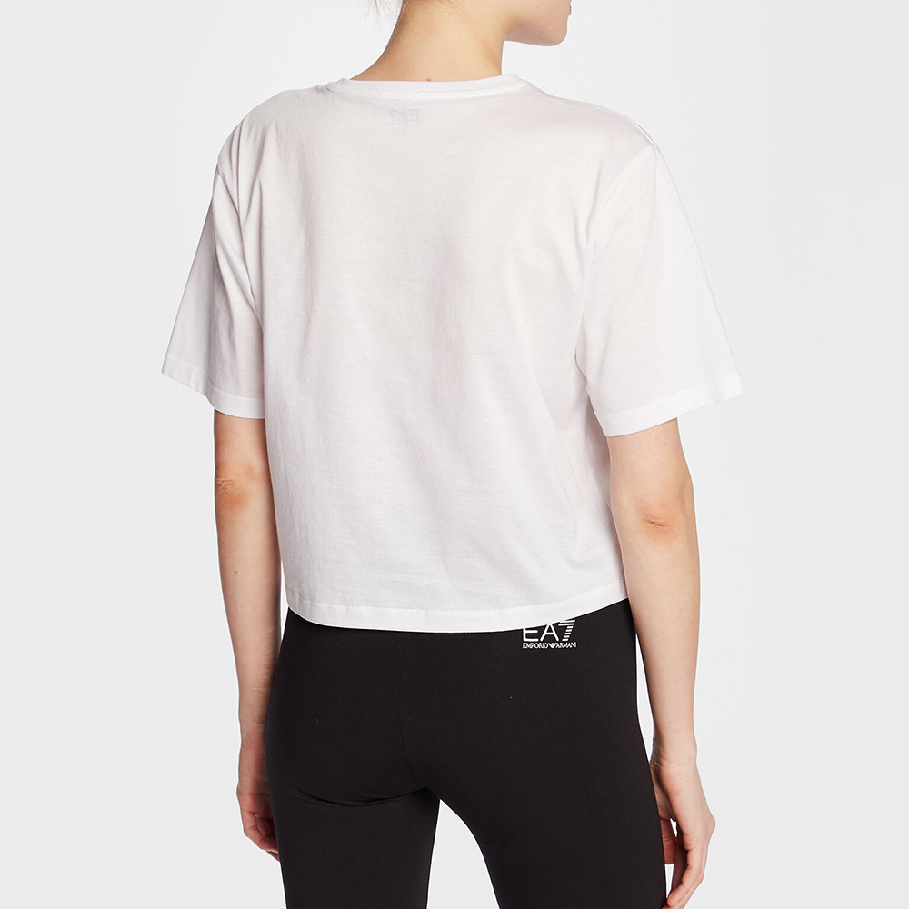 Ea7 T-shirt With Round Neck And Short Sleeves In White