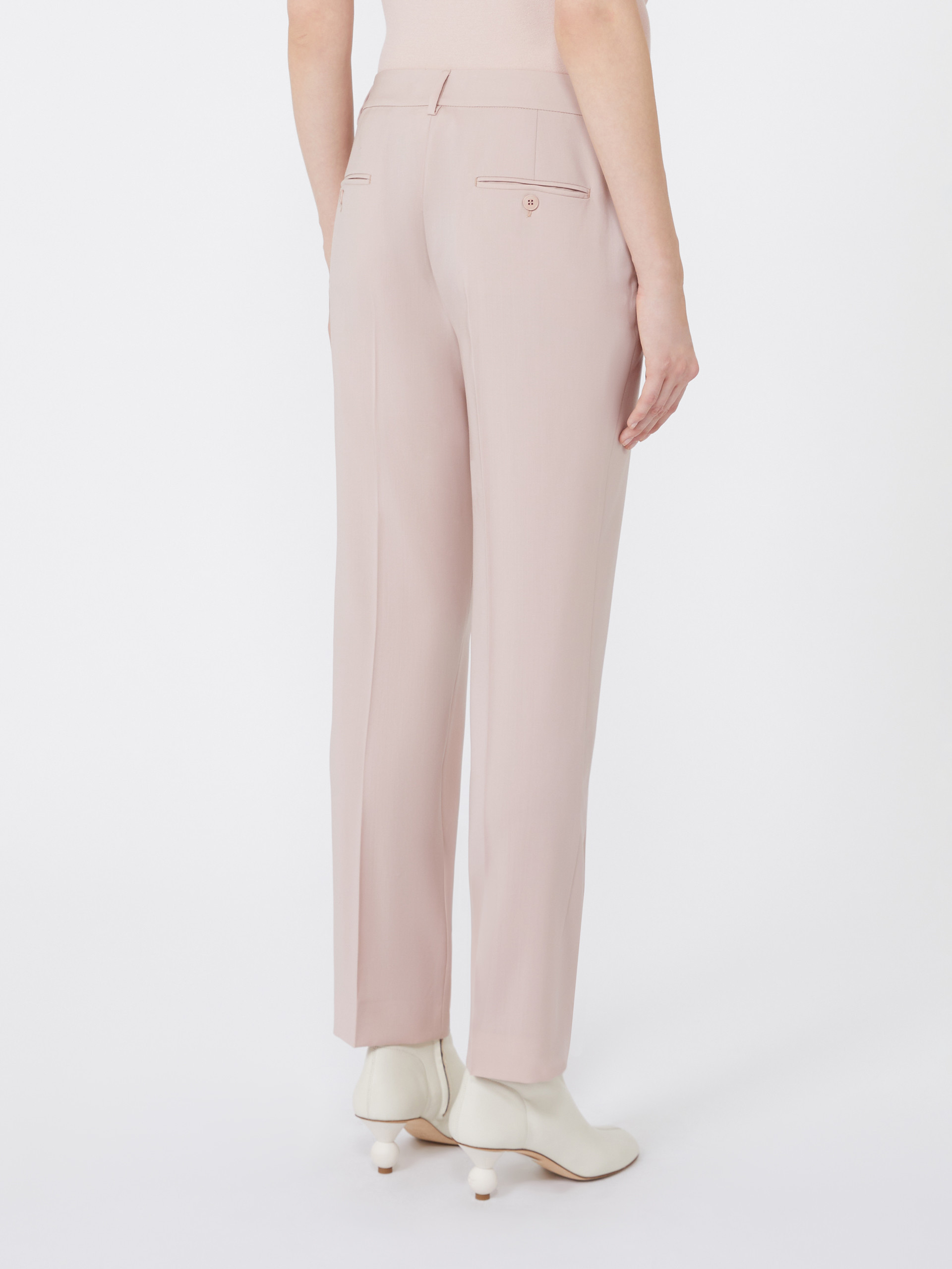 Weekend Max Mara Woollen Cloth Cigarette Trousers In White