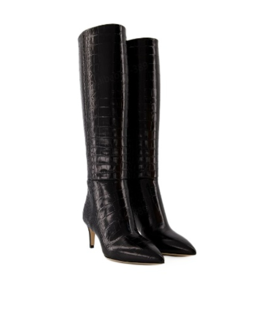 Paris Texas Croc-embossed Leather Boots In Black