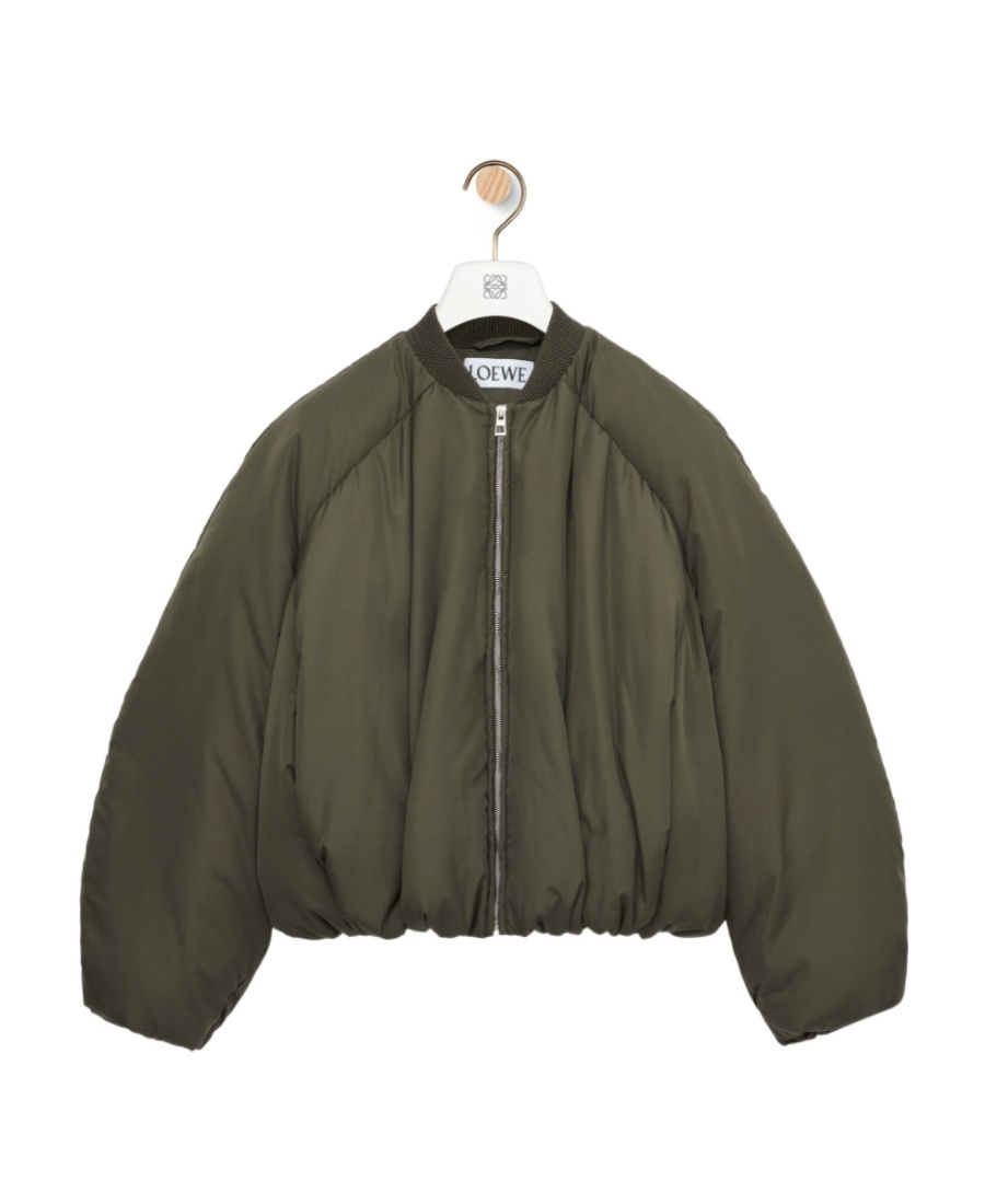 Loewe Padded Bomber Jacket In Nylon In Green