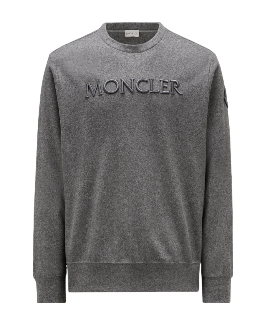 Moncler Logo-embroidered Jersey-fleece Sweatshirt In Gray