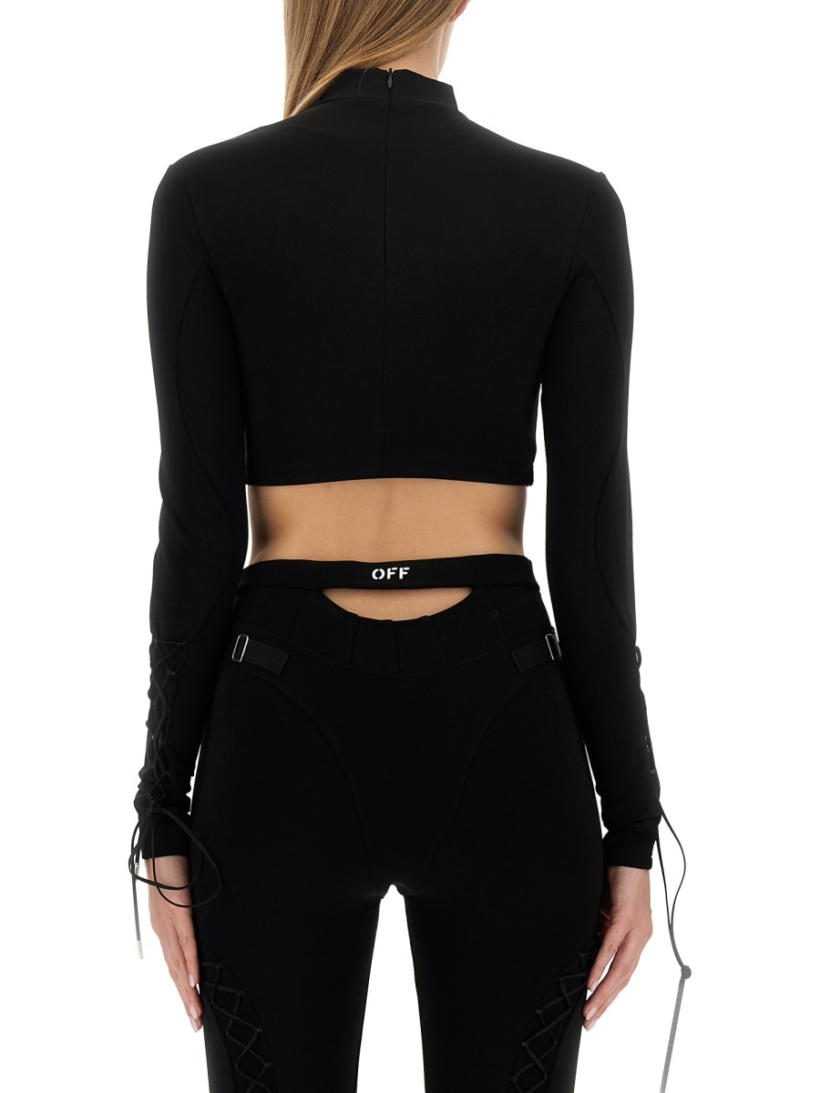 Off-white Laced Up Turtleneck Top In Black