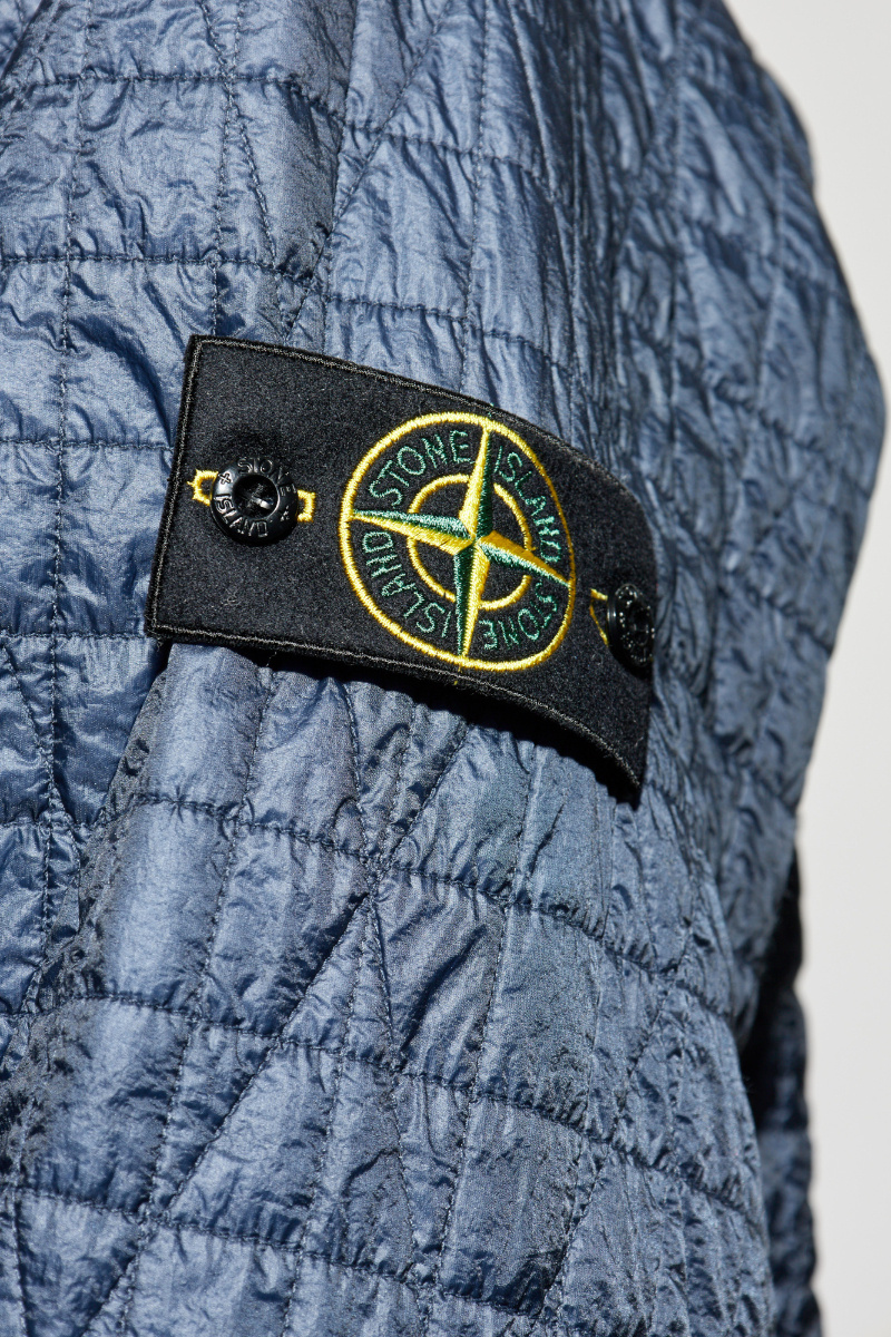 Stone Island 4100023 Quilted Logo-patch Jacket In Blue
