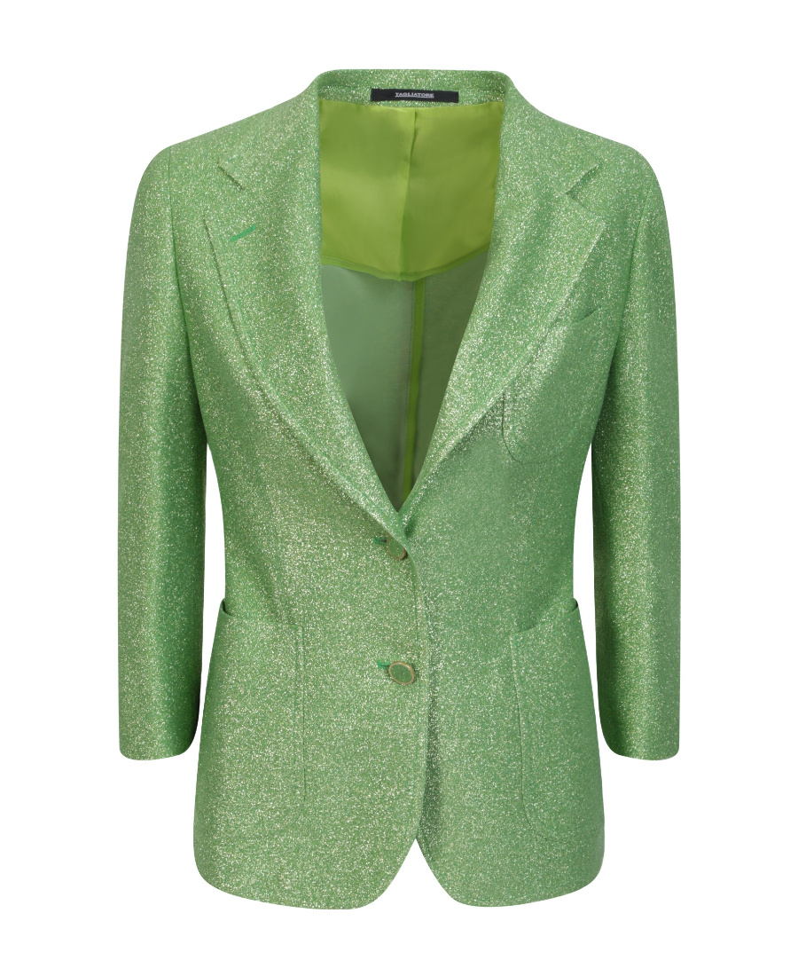 Tagliatore Glitter-detail Single-breasted Blazer In Green