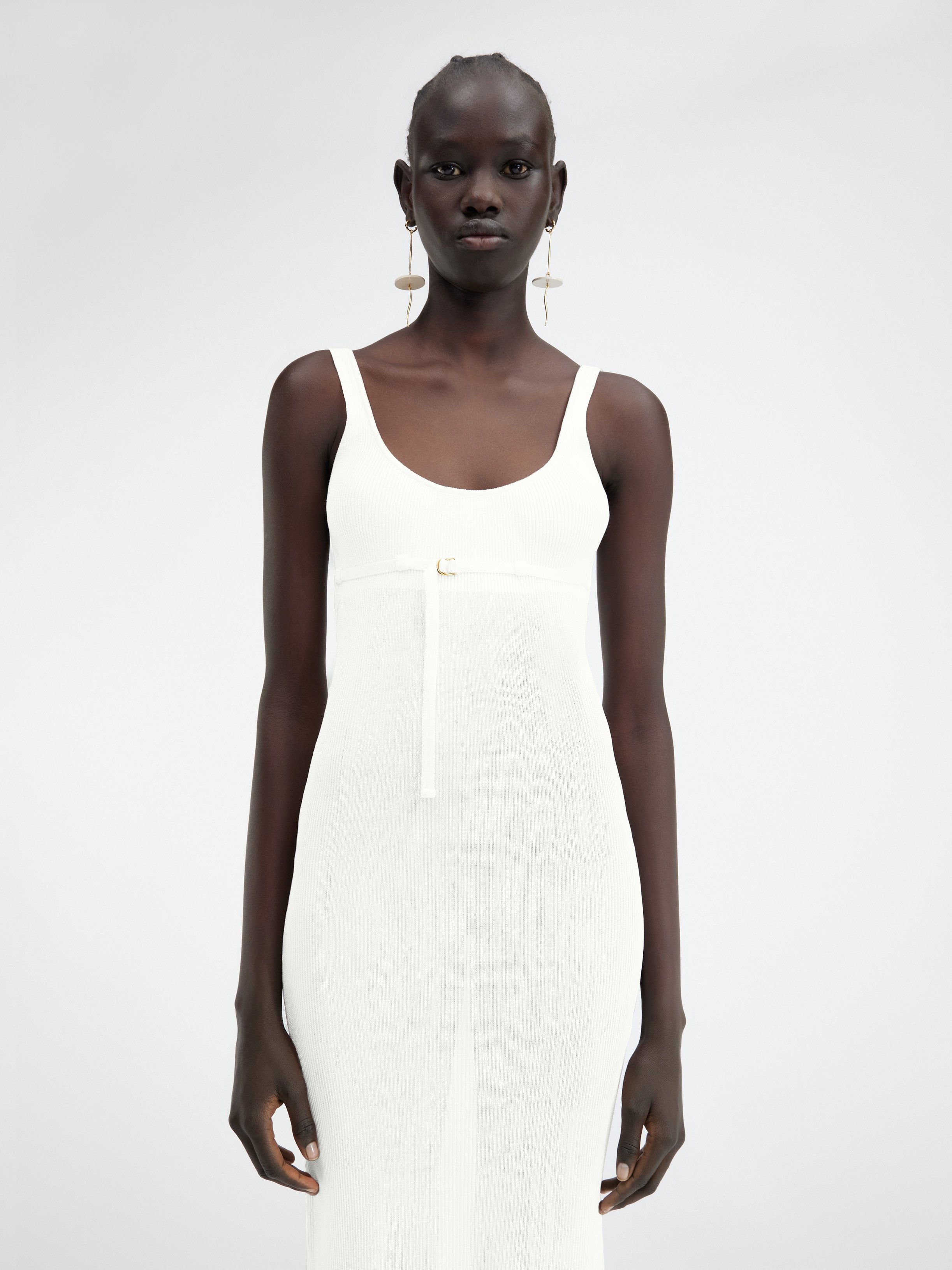 Jacquemus Ruched Cotton-gauze Maxi Dress In White