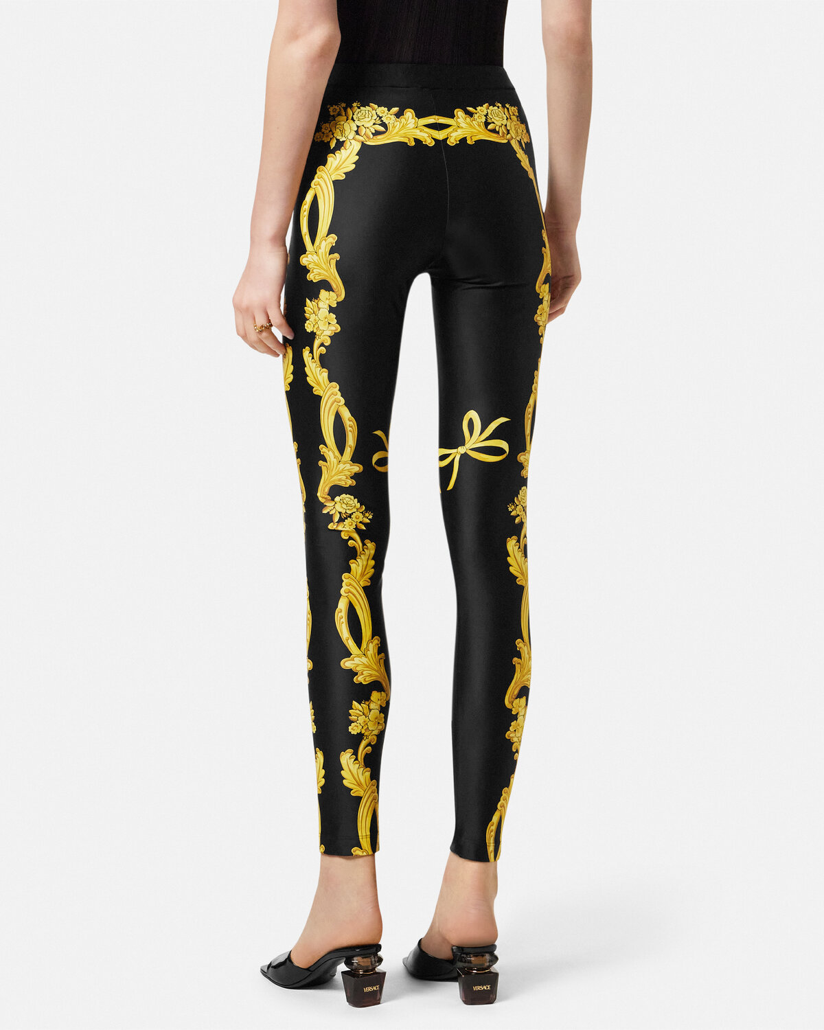 Versace Baroque Print Lycra Leggings In Black