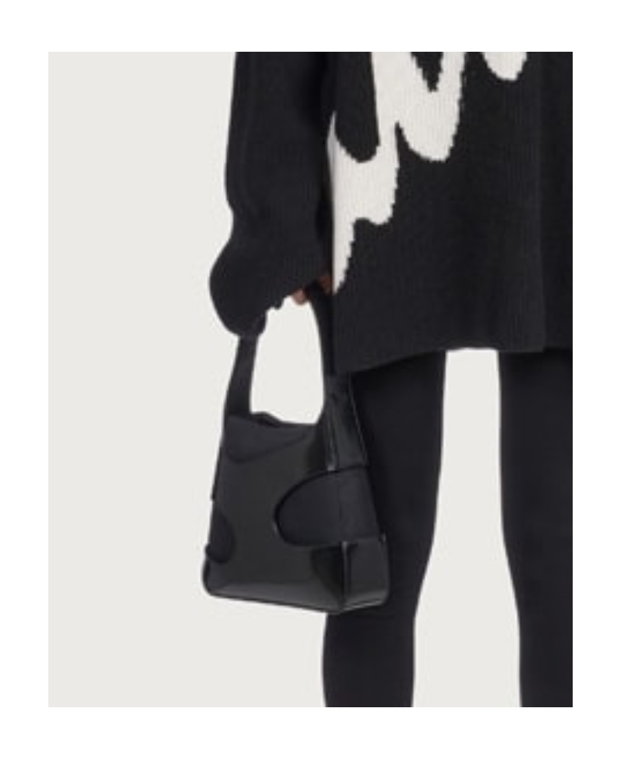 Ferragamo Cut-out Leather Shoulder Bag In Black