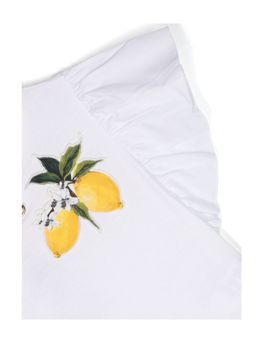 Dolce & Gabbana Italian Holiday Ruffled-sleeve T-shirt In White