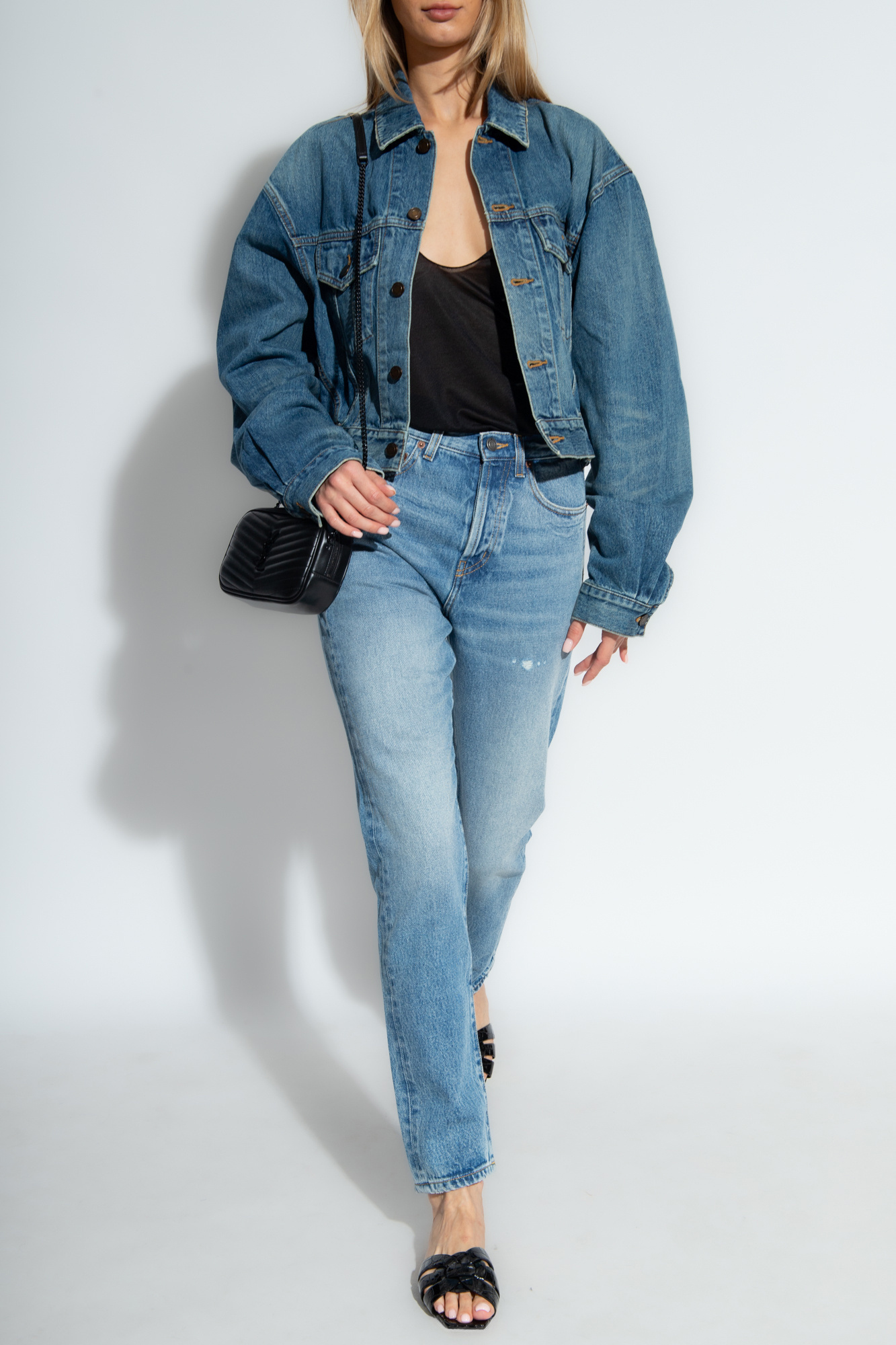 SAINT LAURENT 80'S JACKET IN VINTAGE BLUE DENIM 