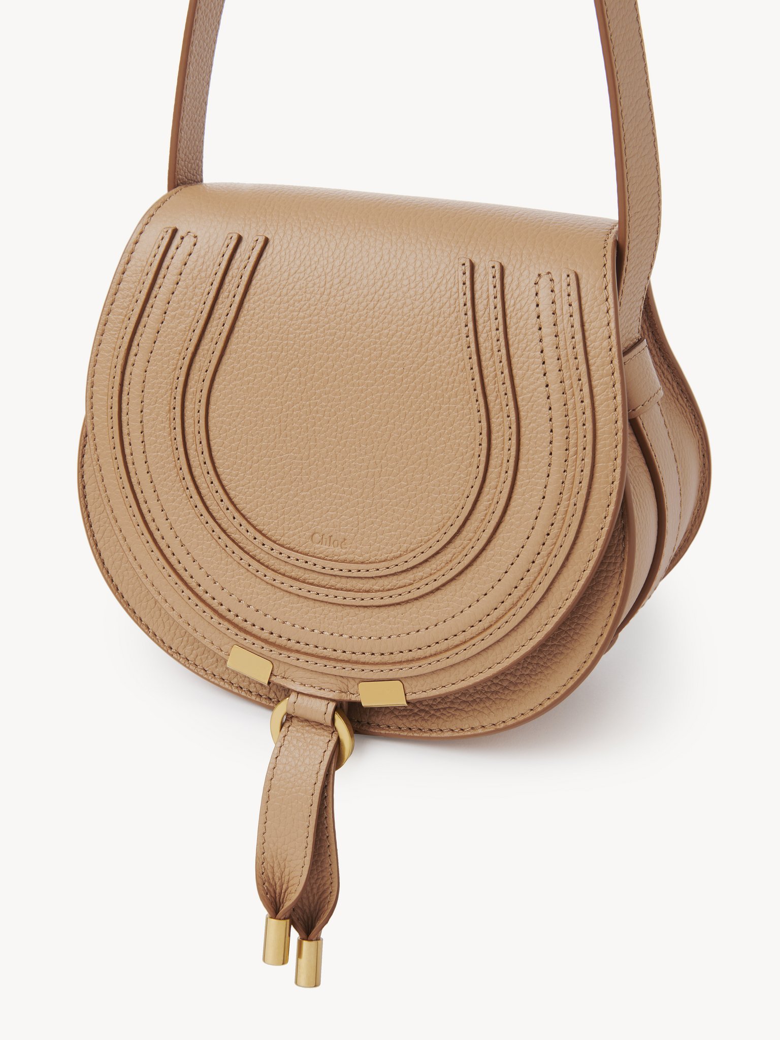 Chloé Chloe Marcie Small Leather Saddle Bag In Nude