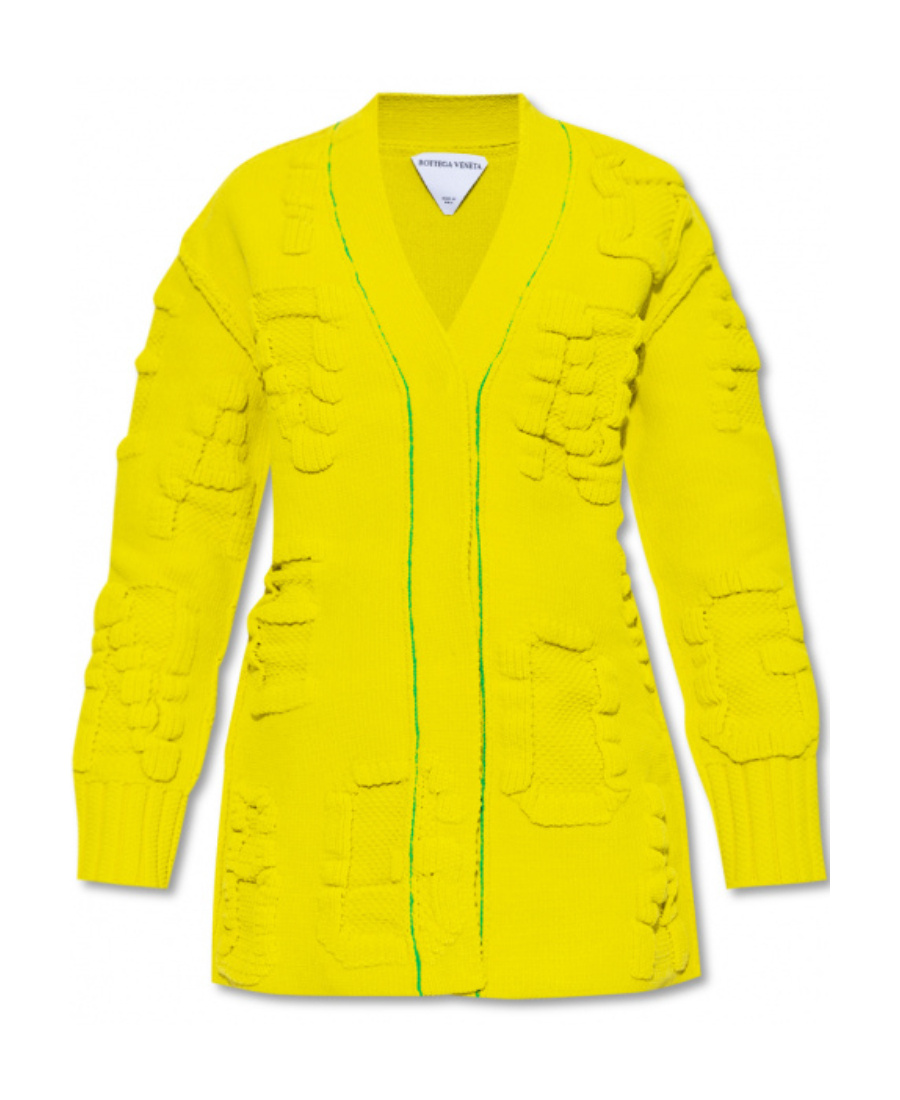 Bottega Veneta Logo-embossed Knitted Jacket In Yellow