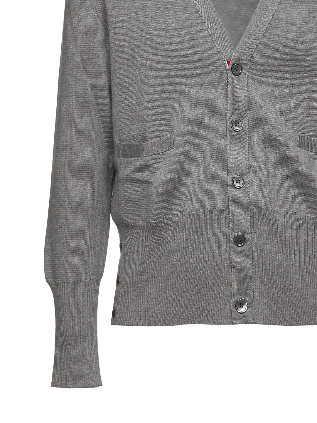 Thom Browne Gestreifter Cardigan Aus Baumwolle Mit Fransen In Gray