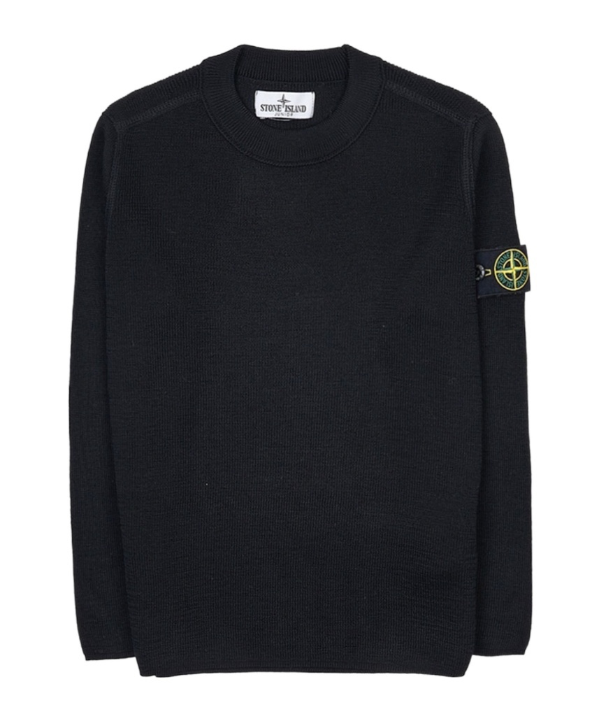 Stone Island Compass-patch Virgin Wool Jumper In Black