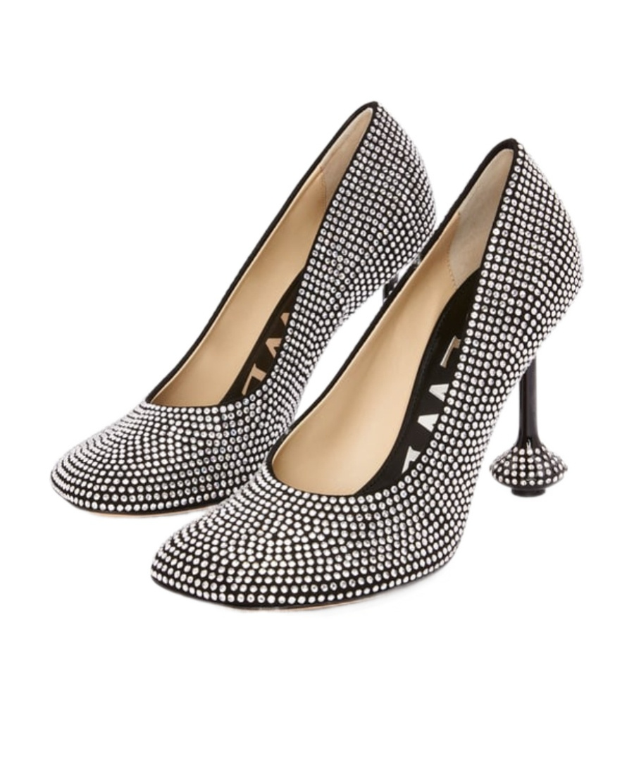 Shop Loewe Toy Pump In Suede And Rhinestones In Black