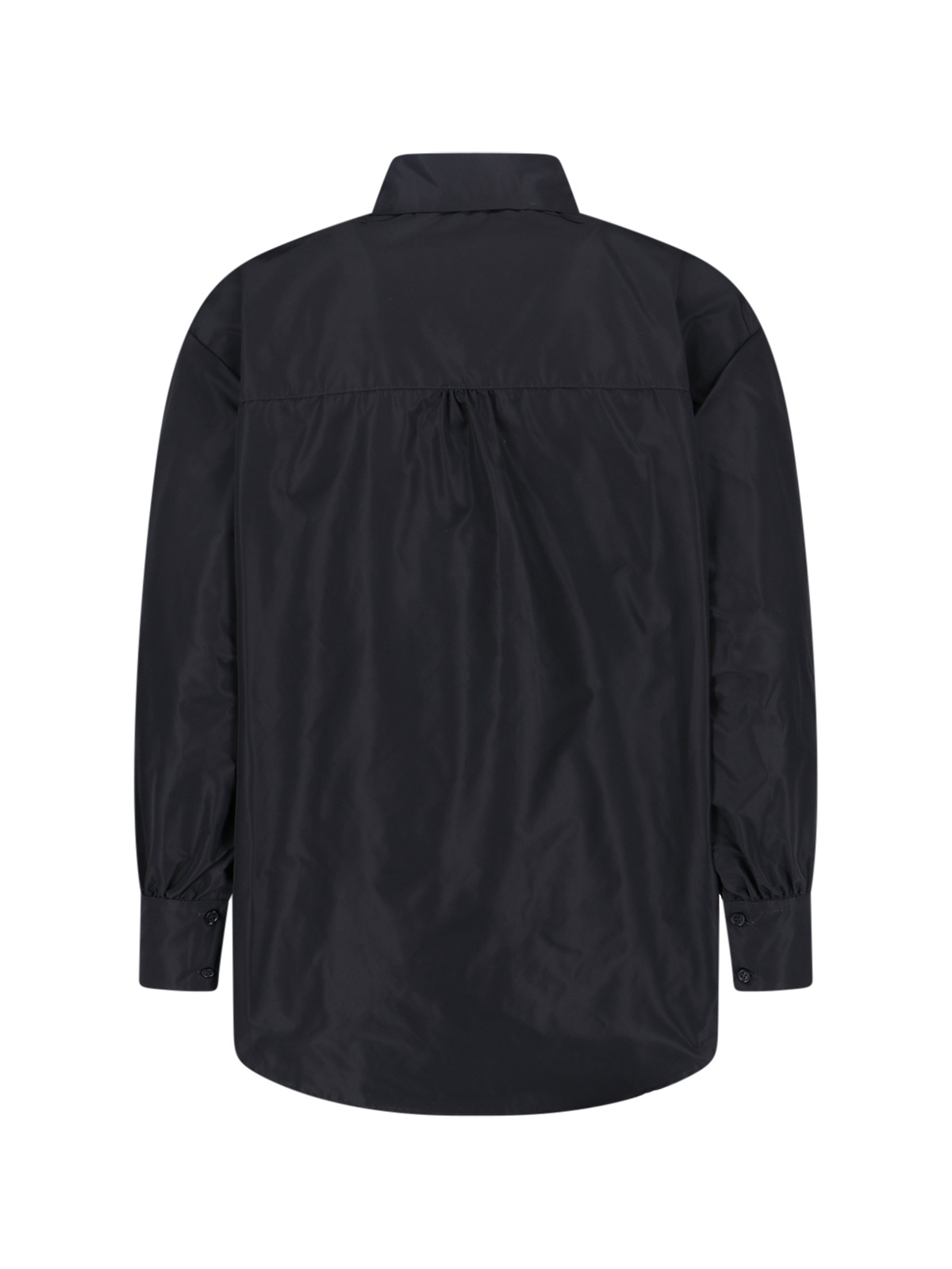 Aspesi Timeless Black Shirt With Pointed Collar And Curved Hemline In Black