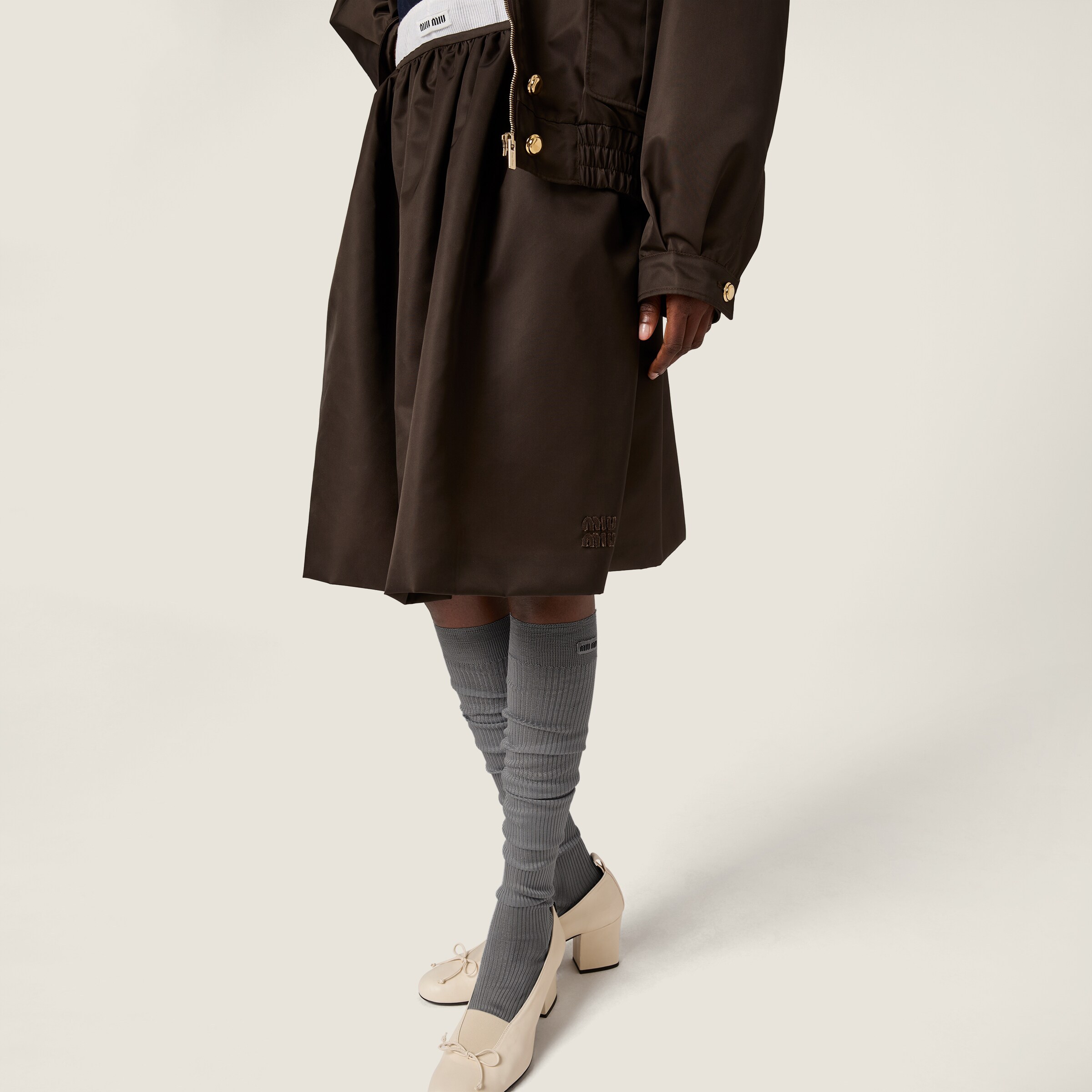 Miu Miu Ruched Skirt In Brown