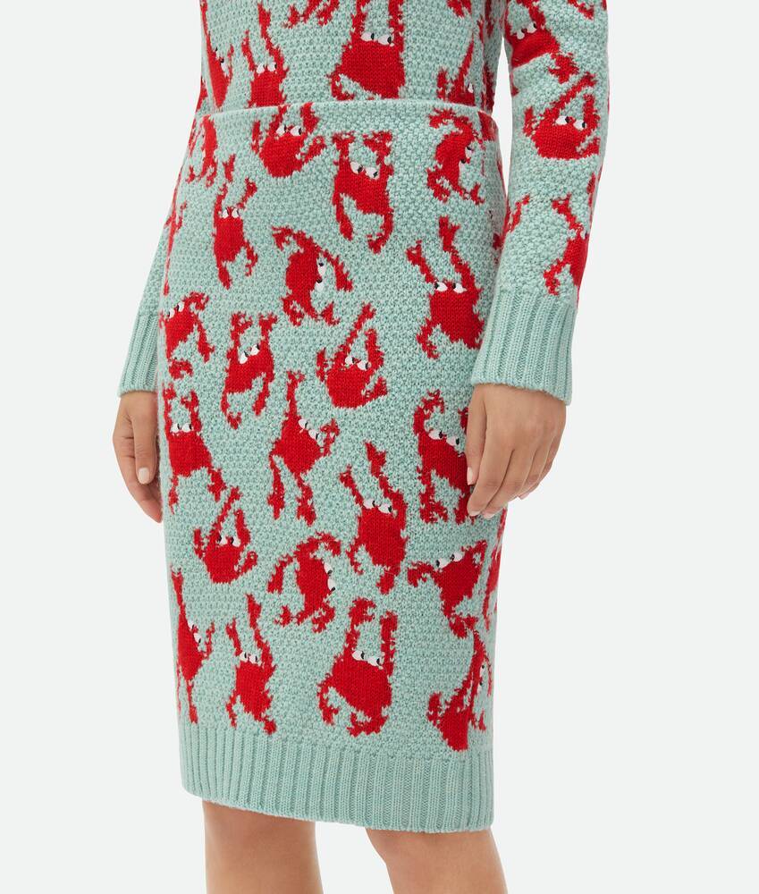 Bottega Veneta Jacquard Crab Wool Skirt In Green