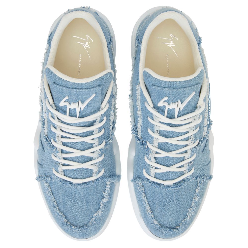 Shop Giuseppe Zanotti Denim Platform Sneakers In Blue