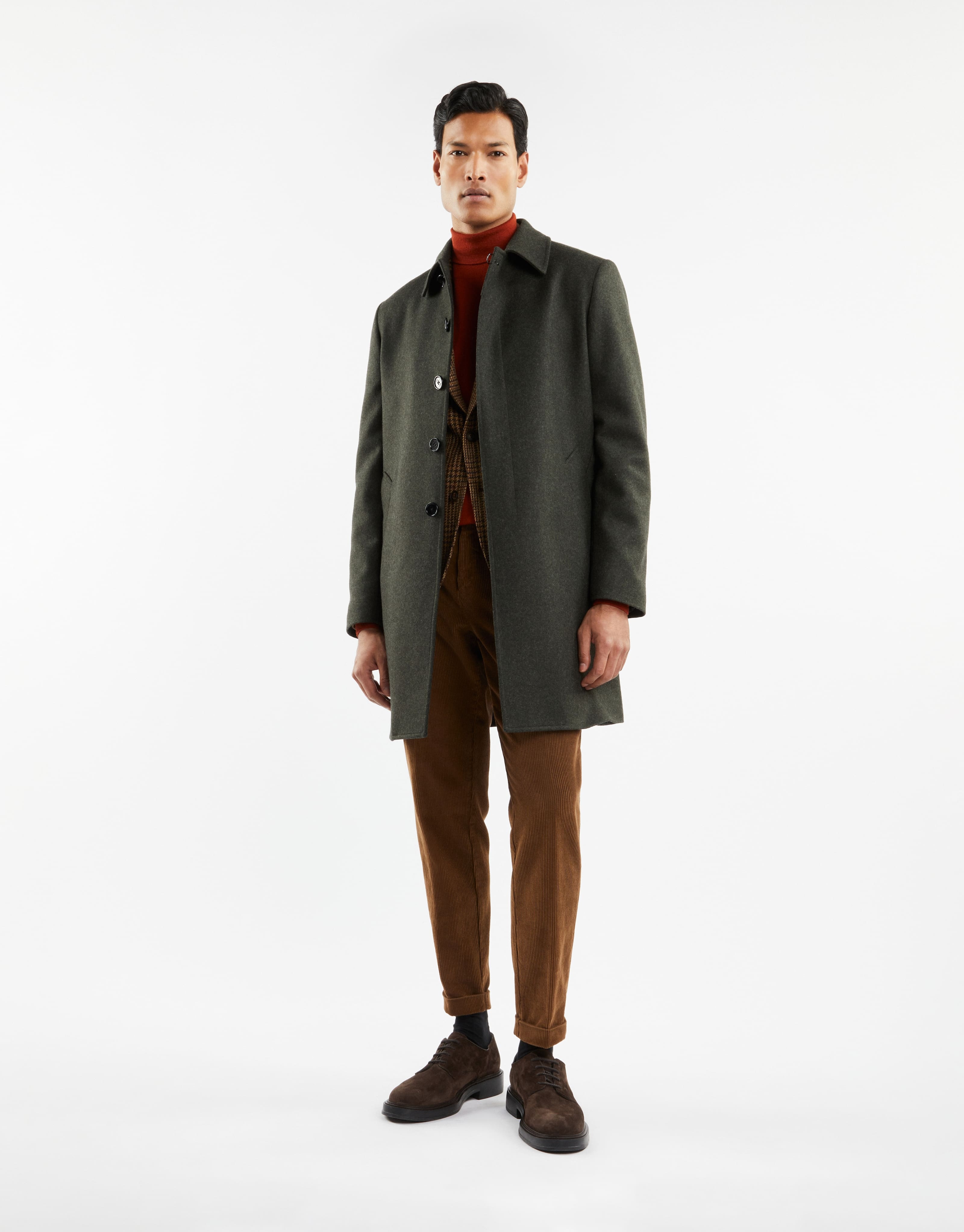 Fay Straight Wool-cashmere Blend Coat With Side Pockets In Black