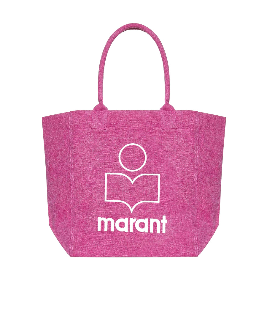 Isabel Marant Women Small Yenky Bag In Faded-effect Cotton With Logo In Pink