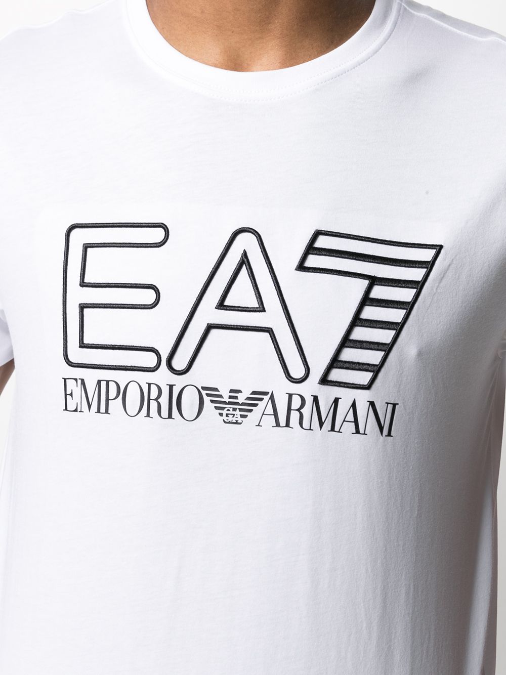 Ea7 Logo-print Short-sleeved T-shirt In White