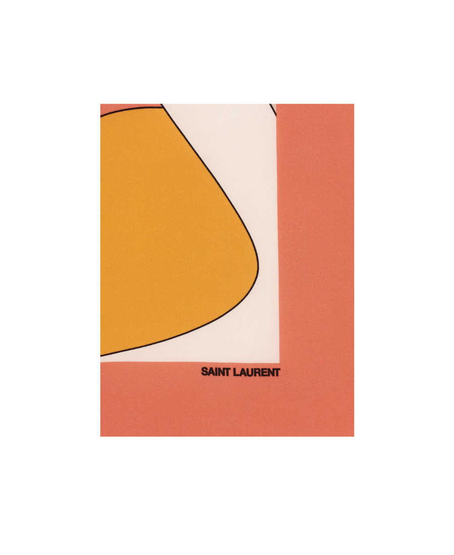 Saint Laurent Silk Graphic-print Scarf In Orange