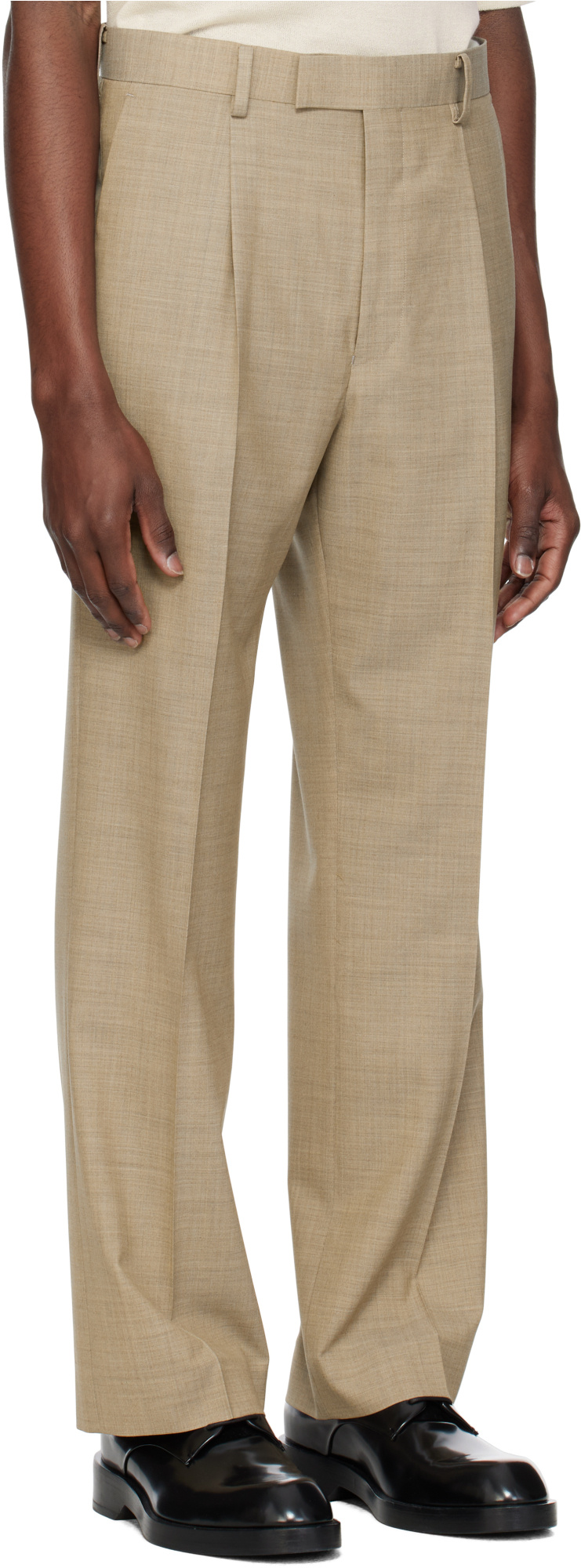 Auralee Tailored Wool Trousers With Pockets And Pleats In Brown