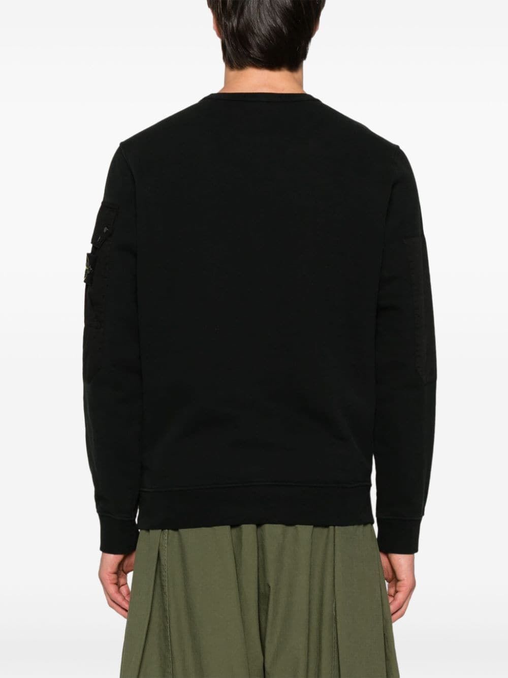 Stone Island Lightweight Wool Crew Neck Pullover In Black
