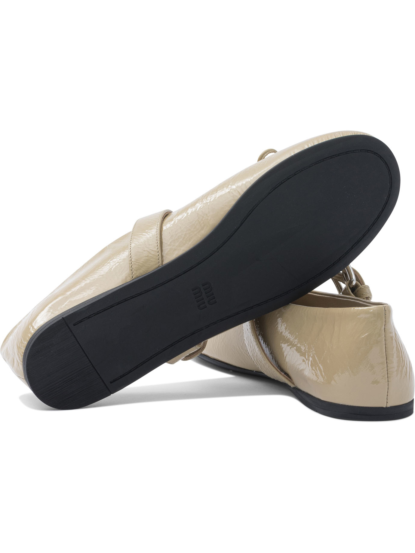 Miu Miu Round Toe Ballet Shoes In Neutral