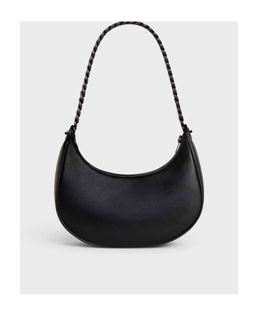 Celine Ava Medium Smooth Cow Leather Chain Handbag In Black