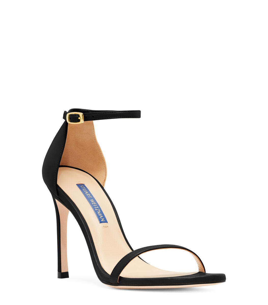 Stuart Weitzman One-word Loop Sandals With High Heels In Black