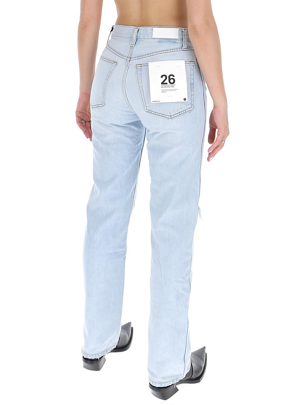 Re/done High-waisted Distressed Jeans In Blue
